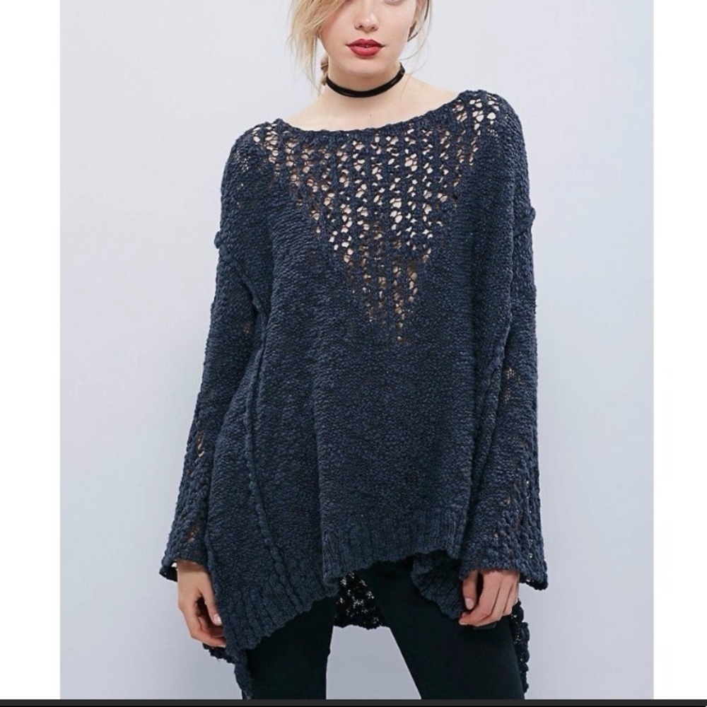 [Free People] Pretty In Pointelle Longline Sweater